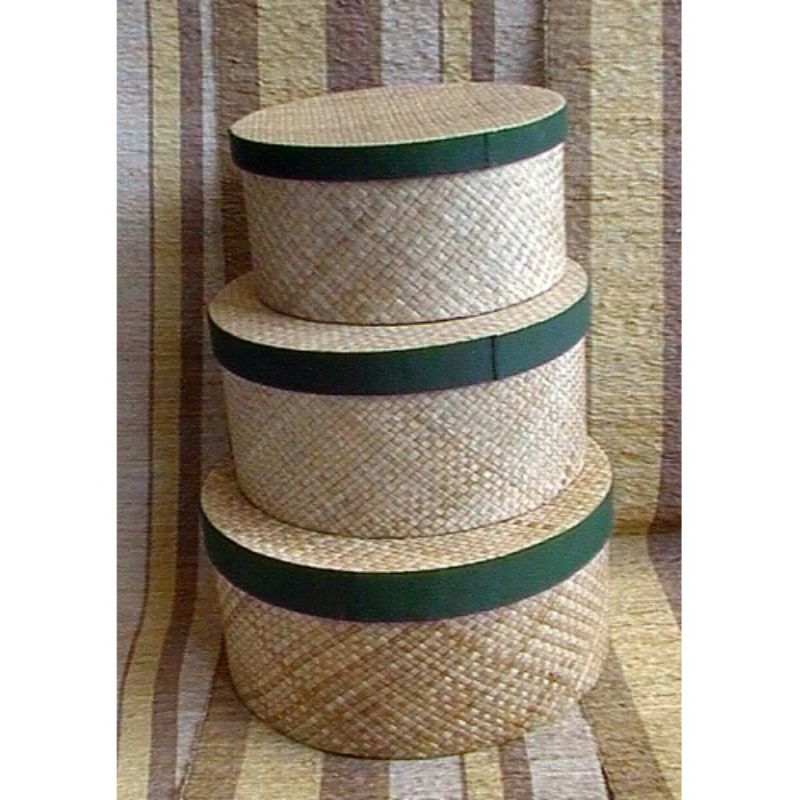 HAT BOX SET OF 3 WITH COTTON TRIM